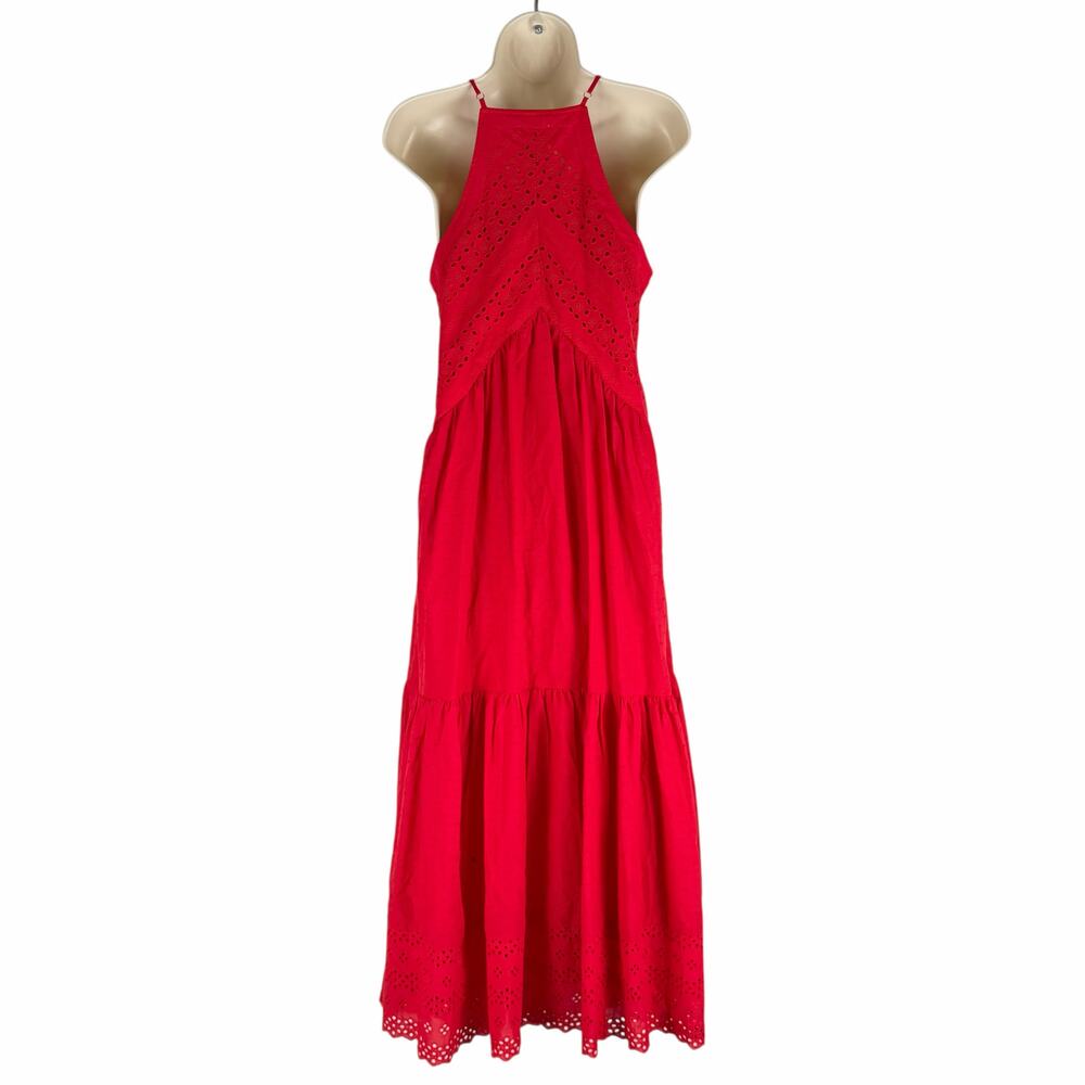 Super Natural by Secret Mission Daniella Cotton Eyelet Dress Red Size S - Picture 9 of 15